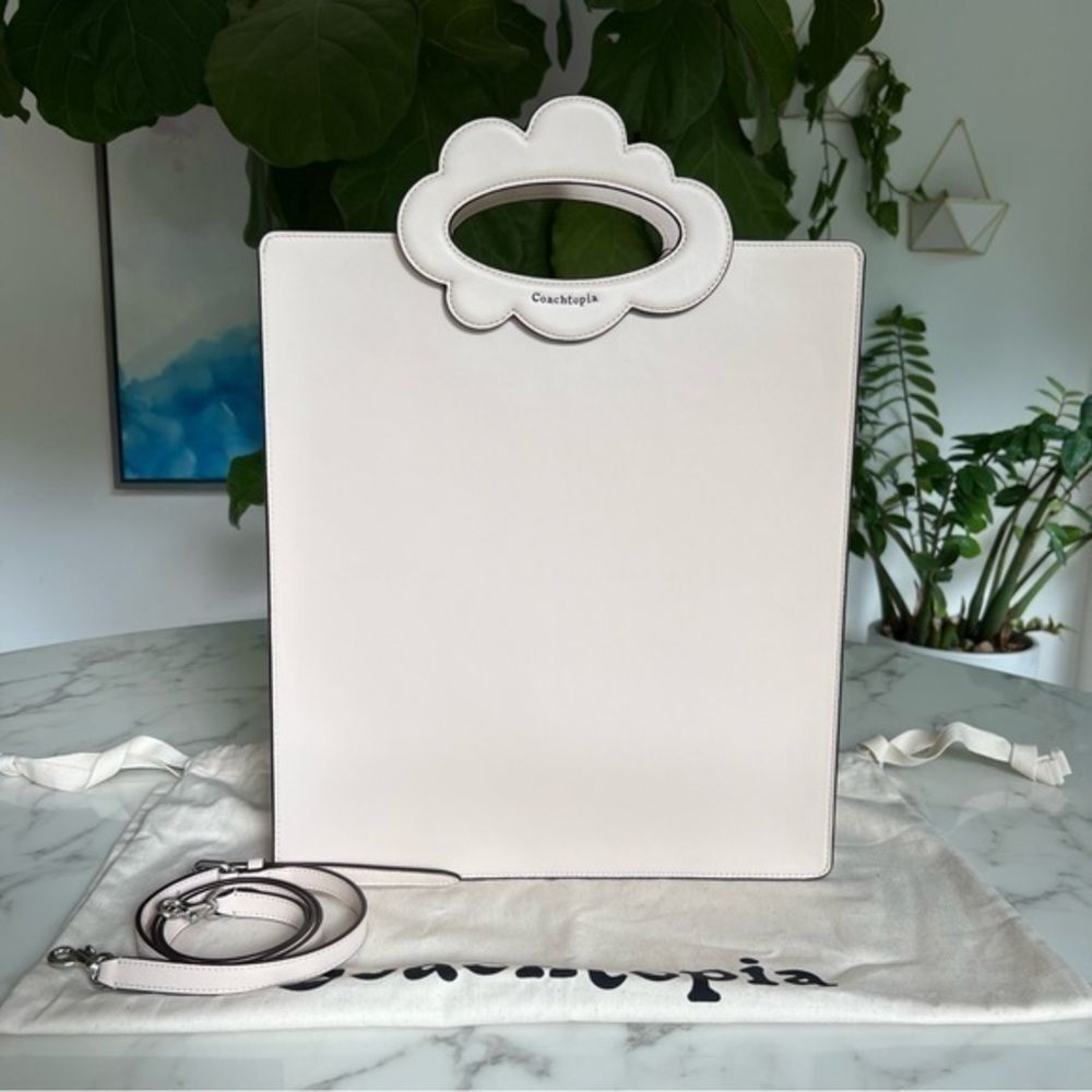 COACH Cloud Handle Tote In Coachtopia Leather CT383 Ivory Crossbody Shoulder Bag